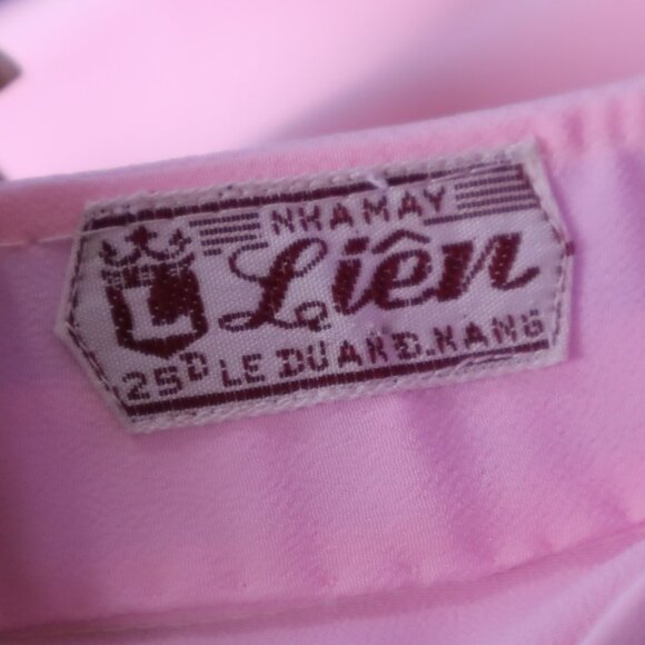 VINTAGE ASIAN LOUNGE SET L Floral Pink Pants PJs Sleepwear Pastel 70s Snaps - Picture 2 of 10